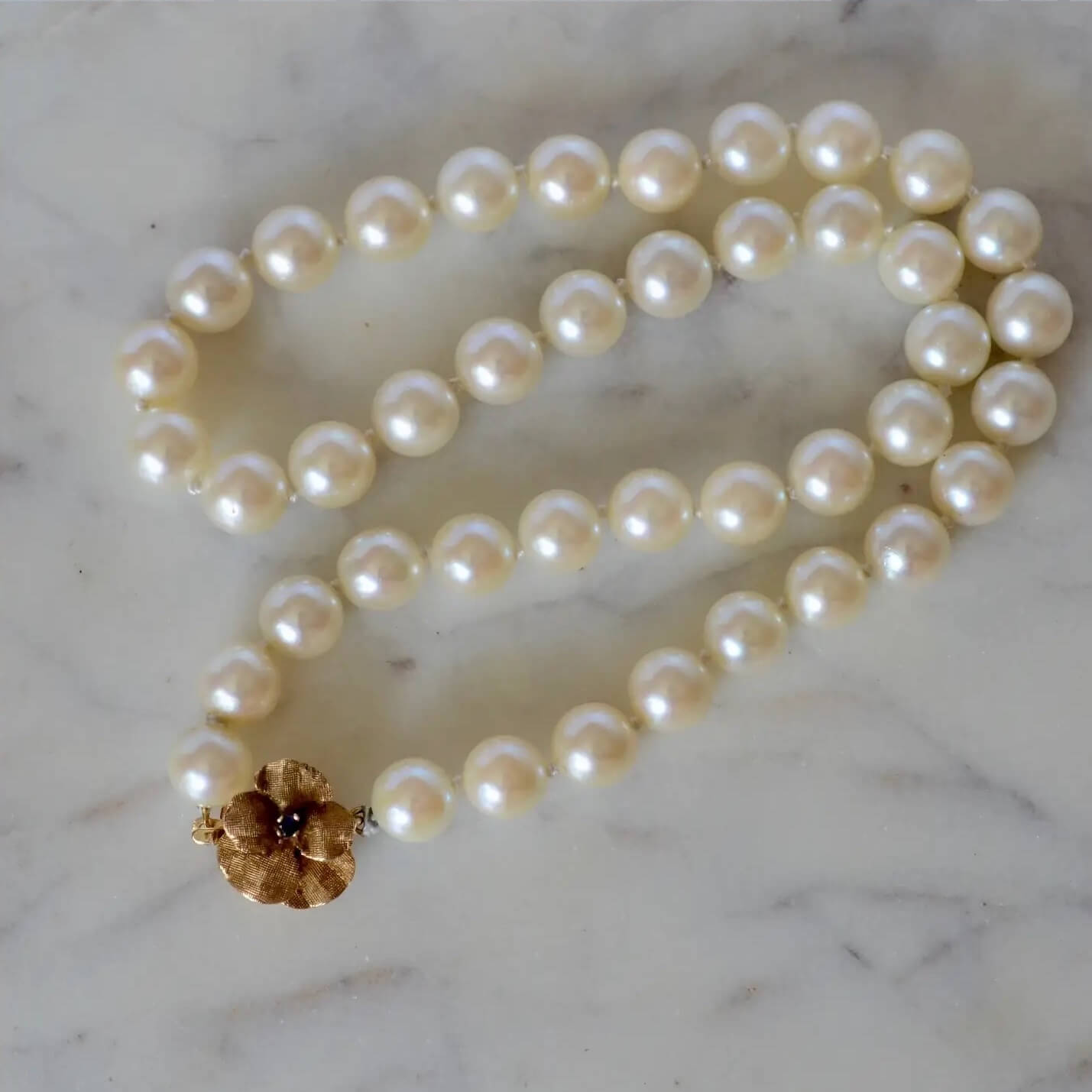 14K Yellow Gold and Sapphire Cultured Pearl Short Necklace