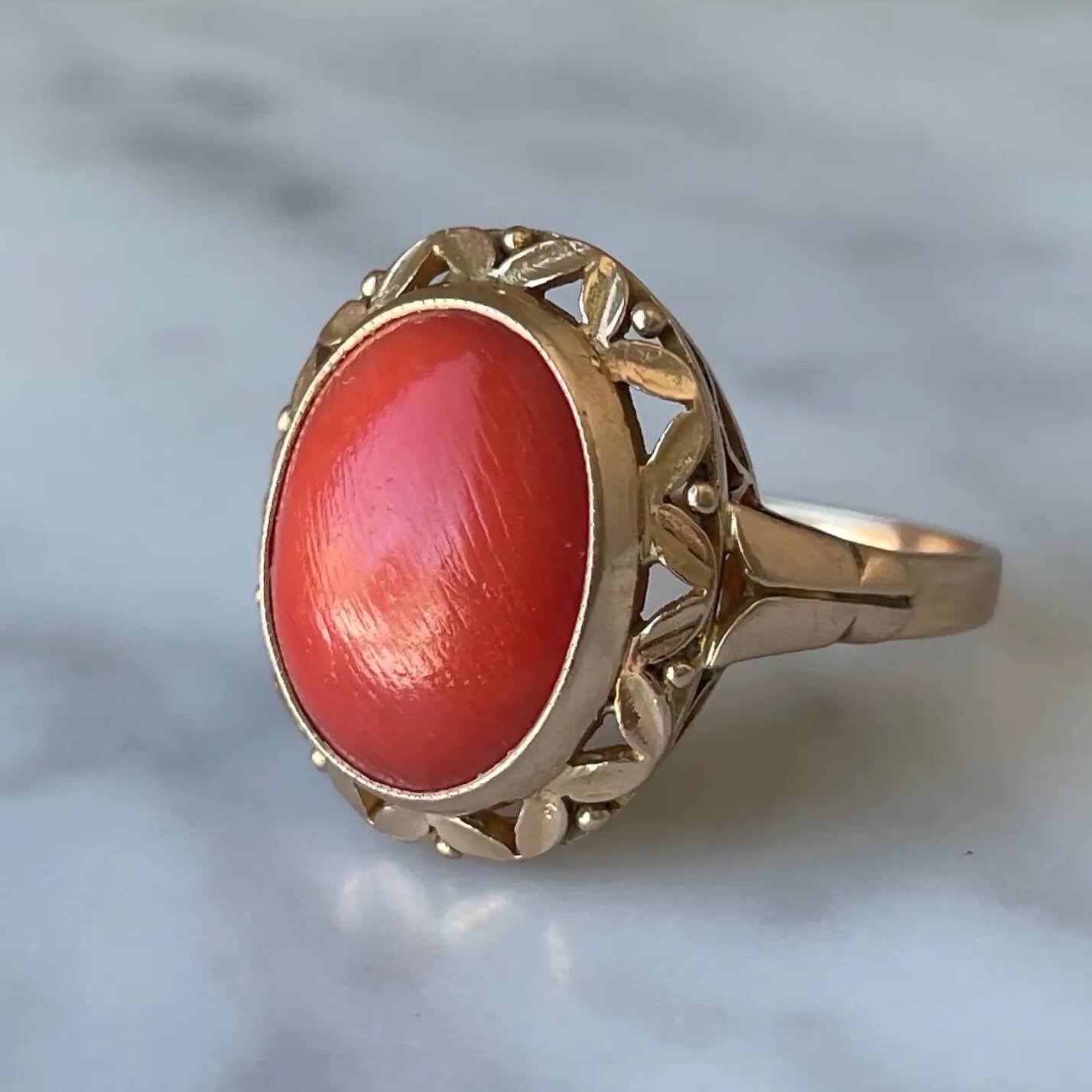 Red Coral Gemstone Ring Brass Ring Brass Jewelry - Etsy