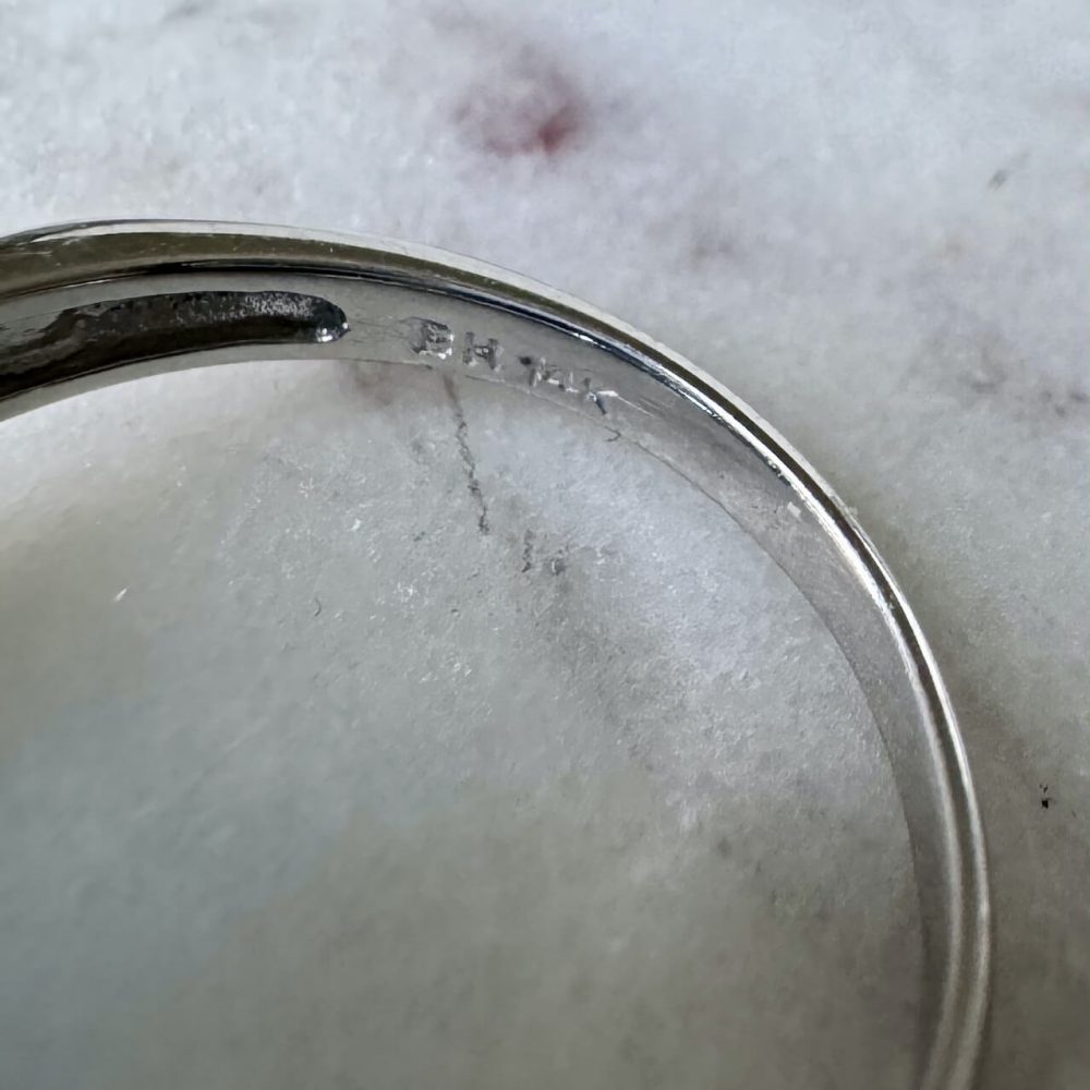 14K White Gold Oval Blue Topaz & Diamond Three Stone Ring - Image 8