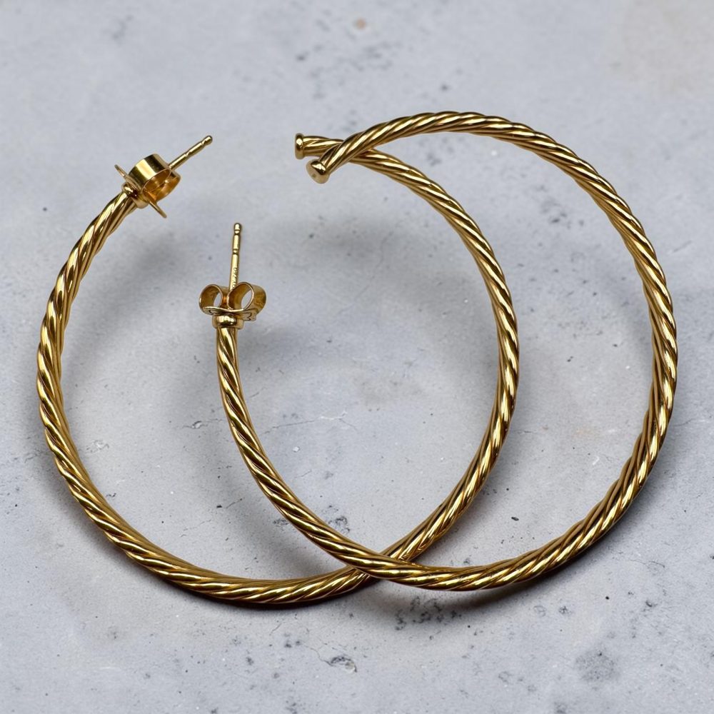 18K Yellow Gold David Yurman Cable Classics Hoop Earrings